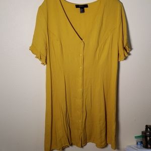Forever 21 mustard dress ruffle sleeve